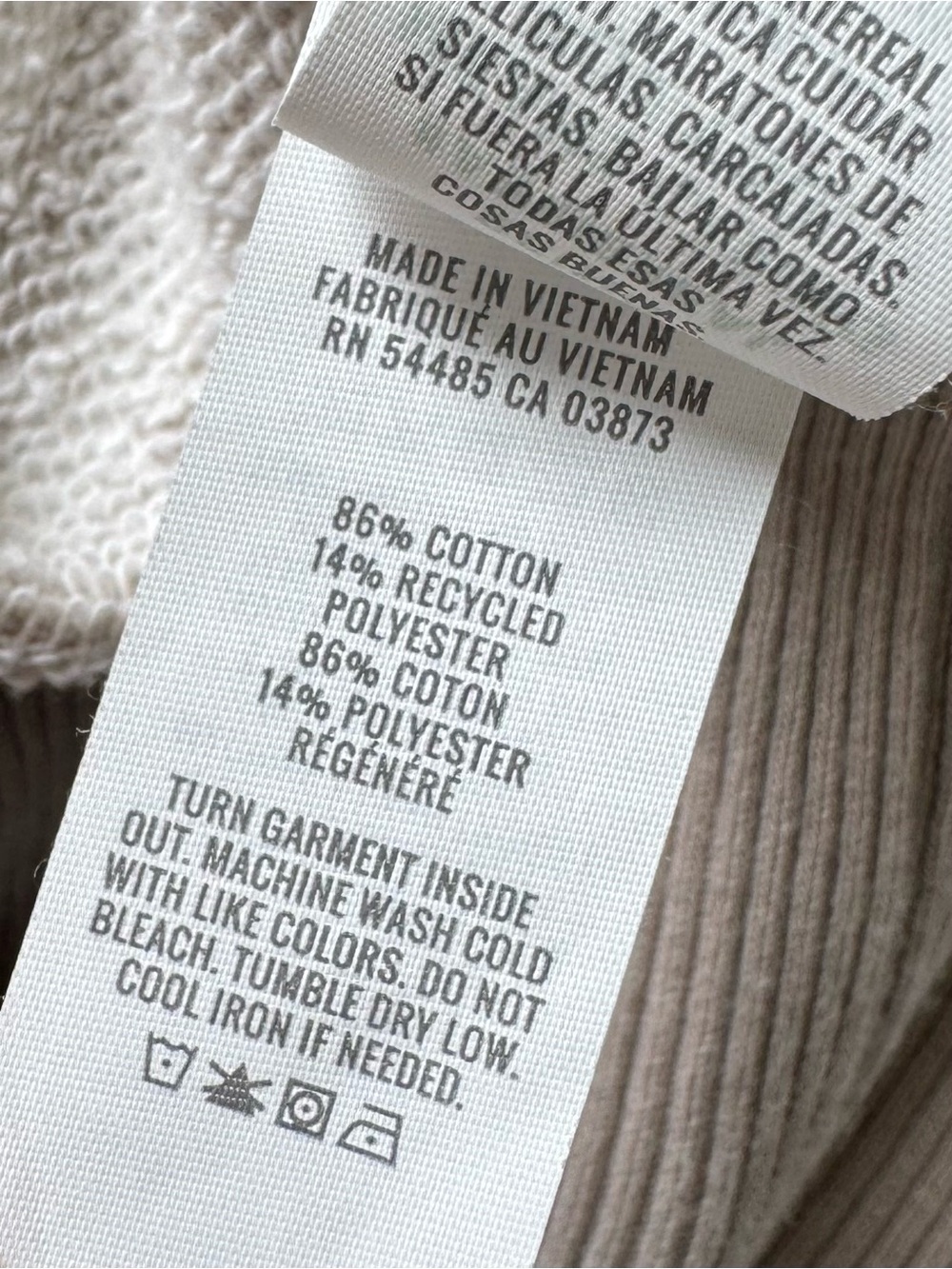 aerie Taupe and White Striped Cropped Classic Crew Sweatshirt - Picture 7 of 9